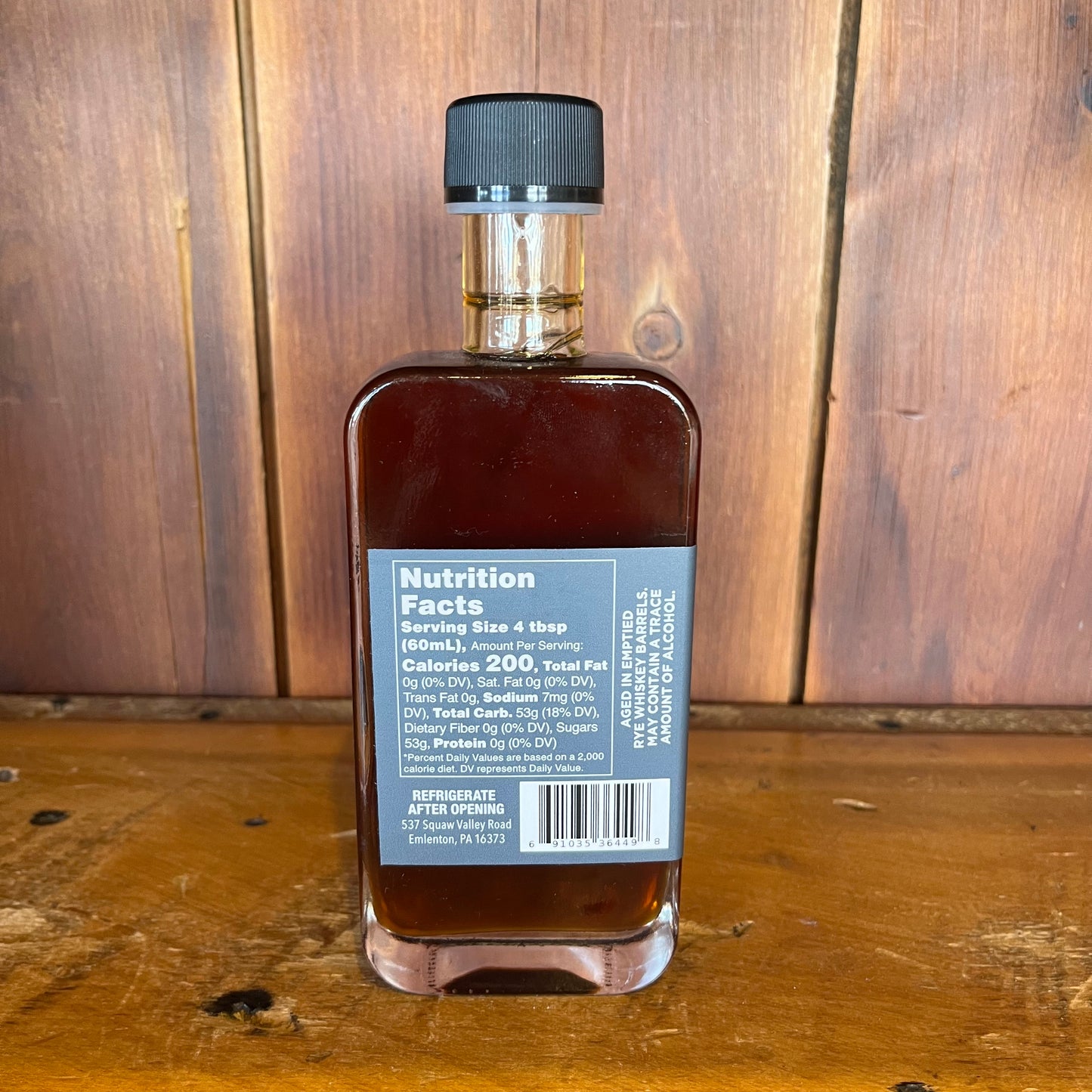 Old State Farms Rye Whiskey Barrel Aged Maple Syrup