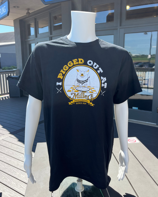 I Pigged Out at Miller’s Smorgasbord T-Shirt – Black