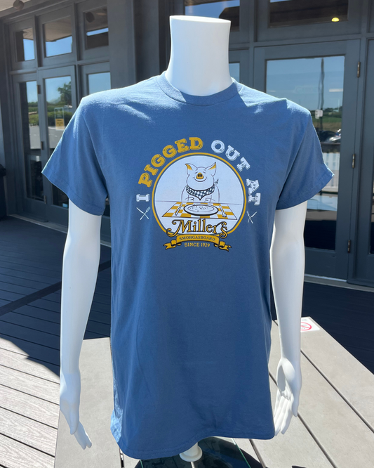 I Pigged Out at Miller’s Smorgasbord T-Shirt – Blue