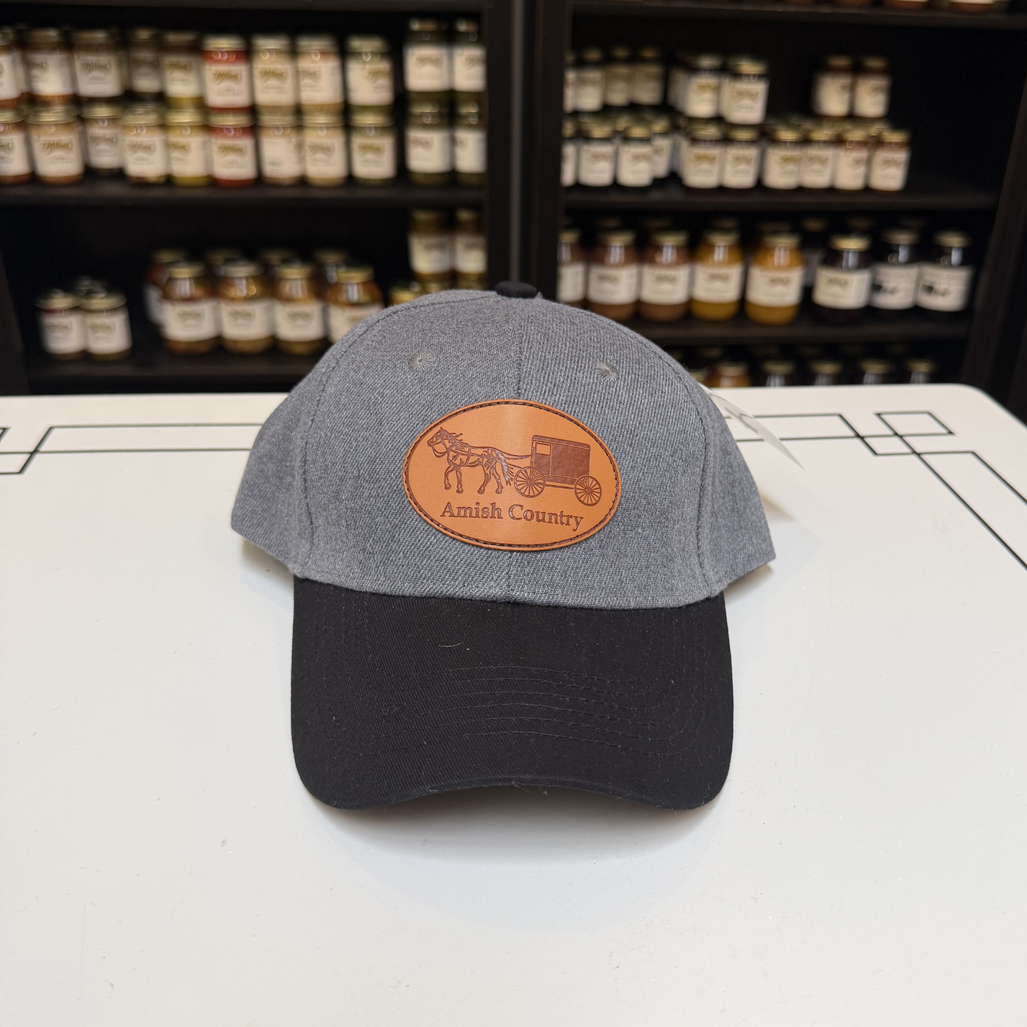 Lancaster County Leather Patch Hat – Gray & Black