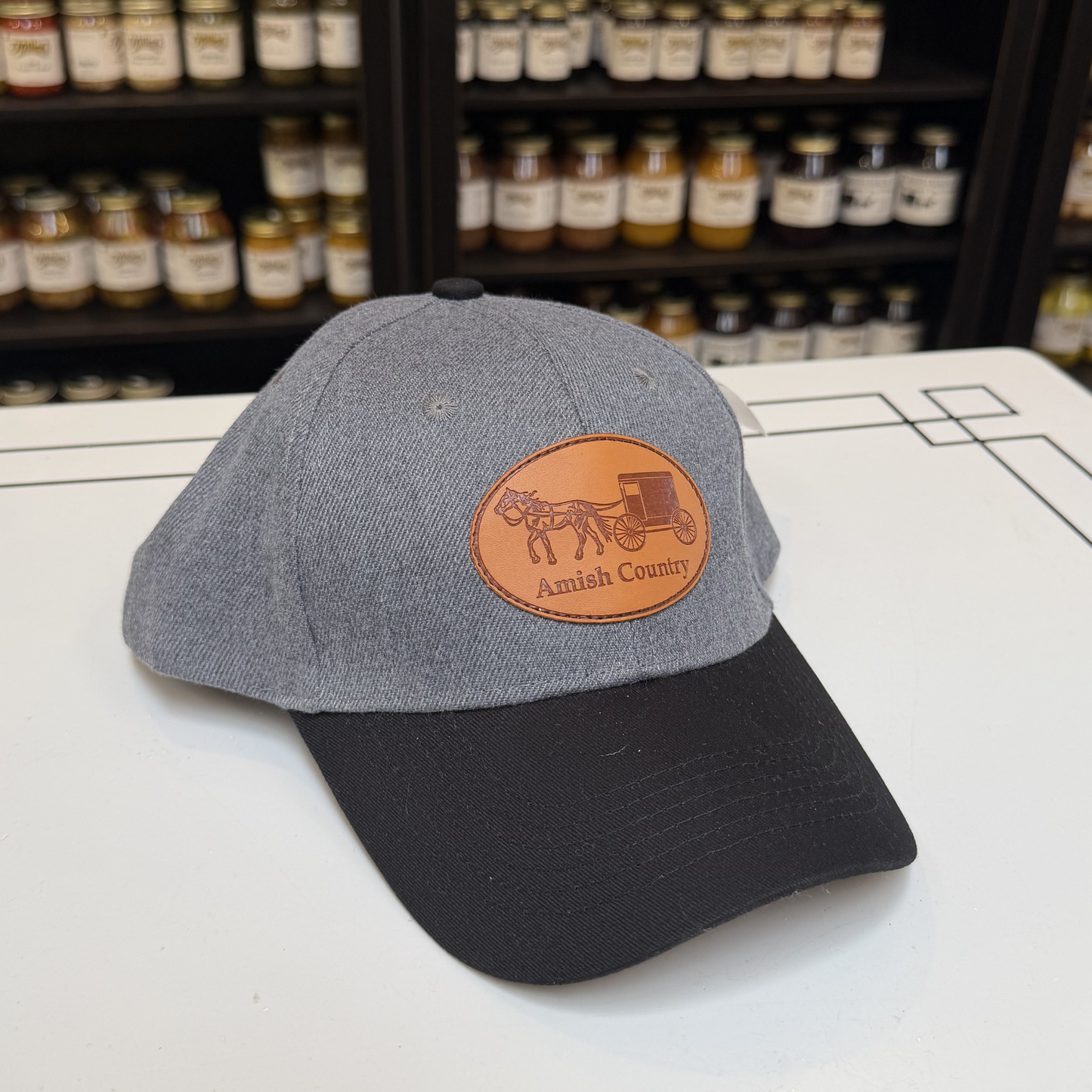 Lancaster County Leather Patch Hat – Gray & Black